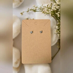 Silver Plated 3D Square Stud Earrings